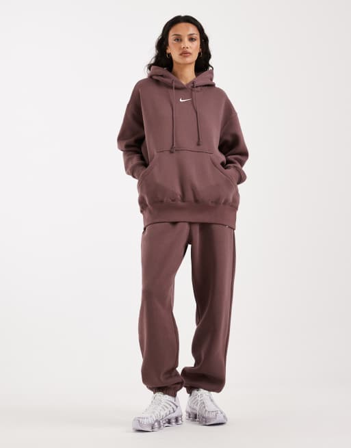 Nike – Phoenix Fleece – Oversize-Kapuzenpullover in Dunkellila, 2 von 4