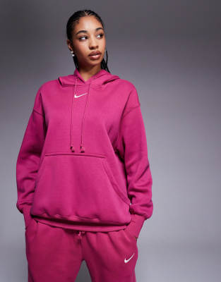 Nike - Phoenix Fleece - Oversize-Kapuzenpullover in Rosa-Lila