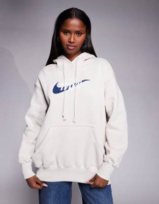 Nike - Phoenix Fleece - Oversize-Kapuzenpullover in Wollweiß mit Logo