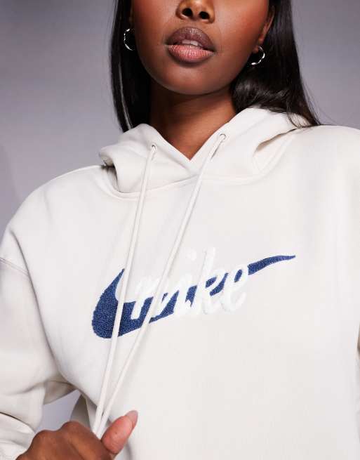 Nike – Phoenix Fleece – Oversize-Kapuzenpullover in Wollweiß mit Logo, 3 von 4