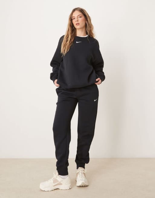 Nike Phoenix Fleece oversized crew sweatshirt in black 