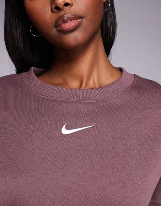 Nike Phoenix Fleece oversized crew sweatshirt in brown , 3 of 4