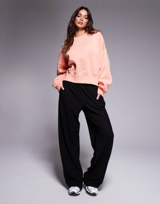 Nike Phoenix Fleece oversized cropped sweatshirt in coral