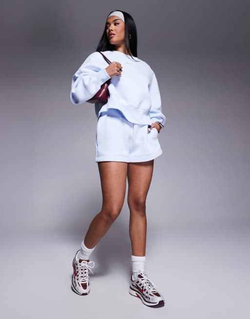Nike Phoenix Fleece oversized cropped sweatshirt in light blue