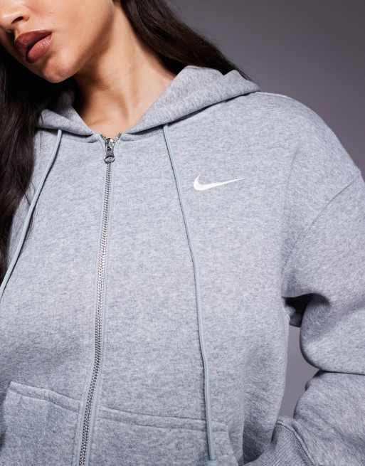 Nike Phoenix Fleece oversized full zip hoodie in grey ASOS