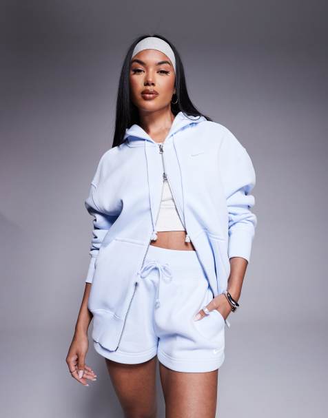 Nike Phoenix Fleece oversized full zip hoodie in light blue
