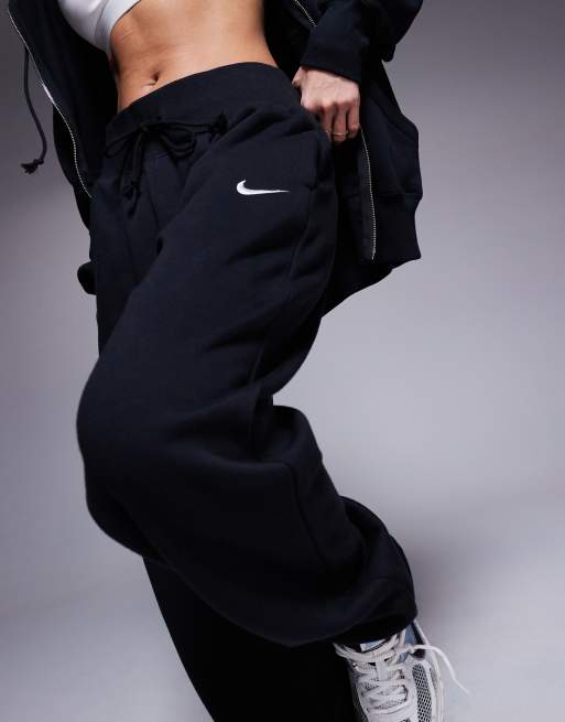 Nike Phoenix Fleece oversized high rise joggers in black and sail
