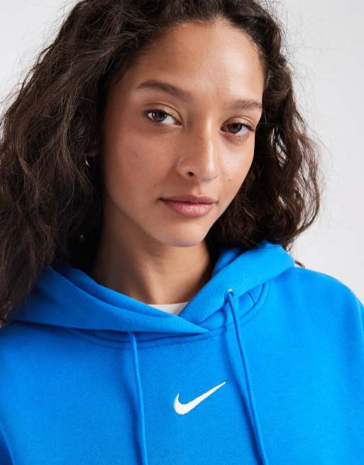 Nike Phoenix Fleece oversized hoodie in blue, 3 of 4