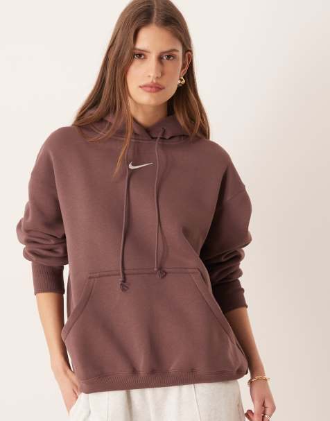 Nike Phoenix Fleece oversized hoodie in brown - view 1