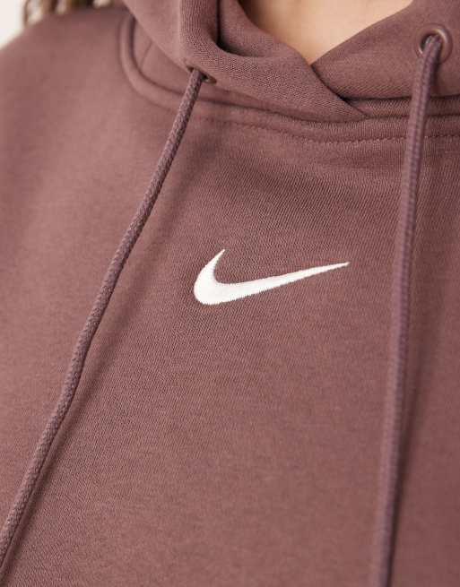 Nike Phoenix Fleece oversized hoodie in brown , 3 of 4