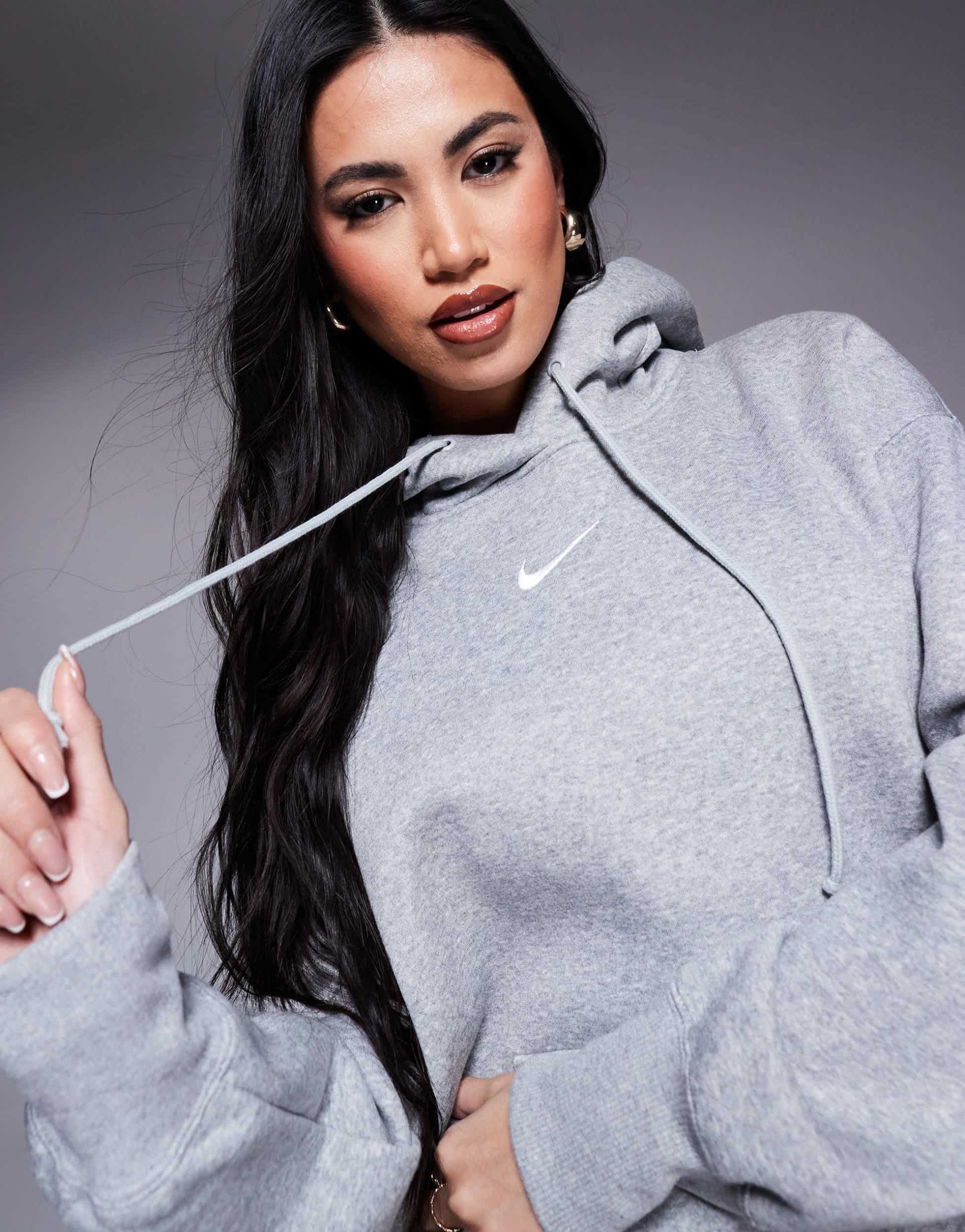 nike phoenix fleece oversized hoodie in gray