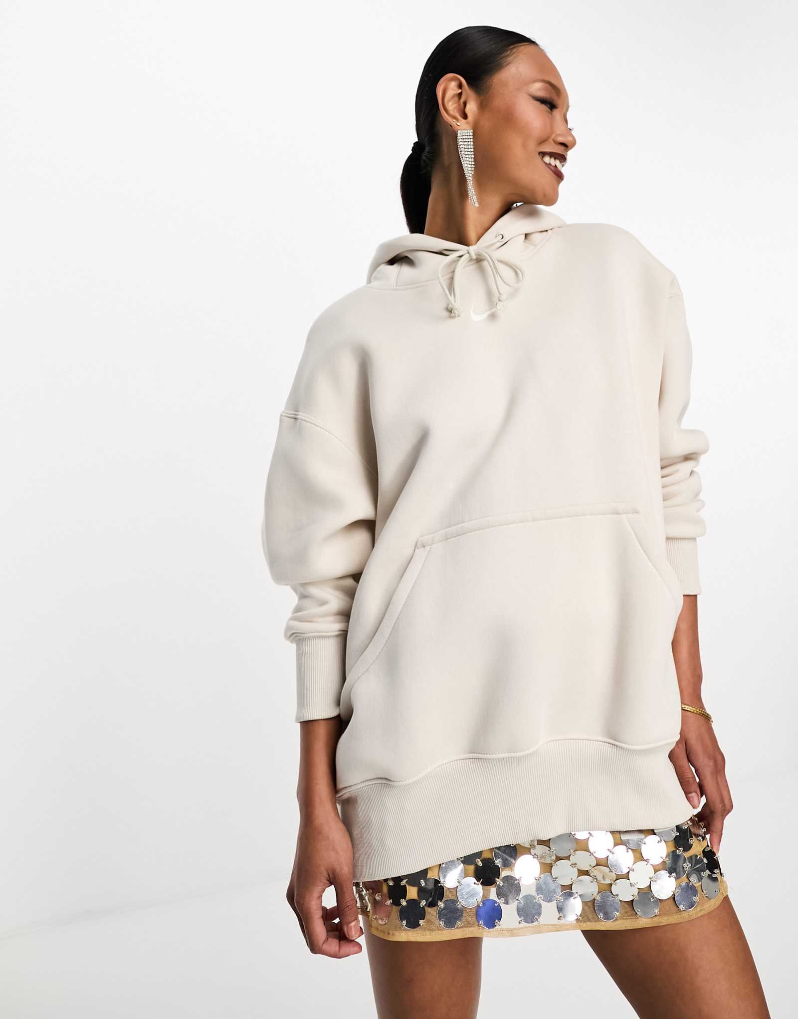 Светло-бежевая худи оверсайз Nike Phoenix Fleece
