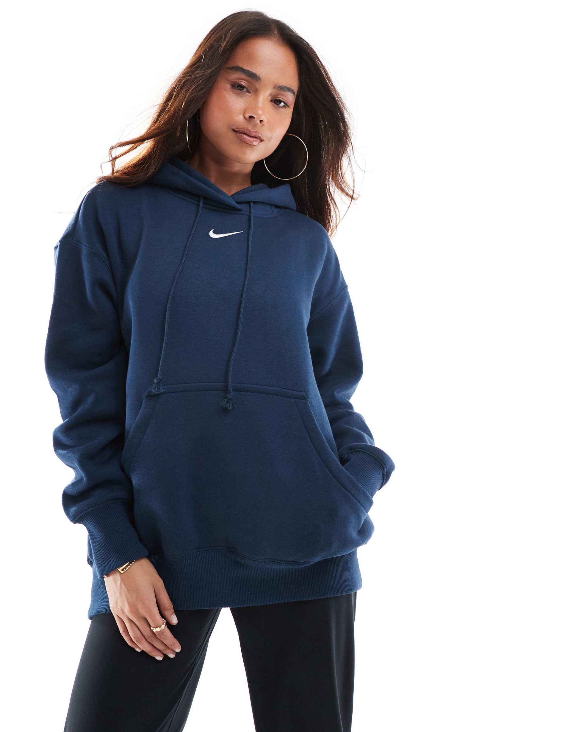 nike phoenix fleece oversized hoodie in navy