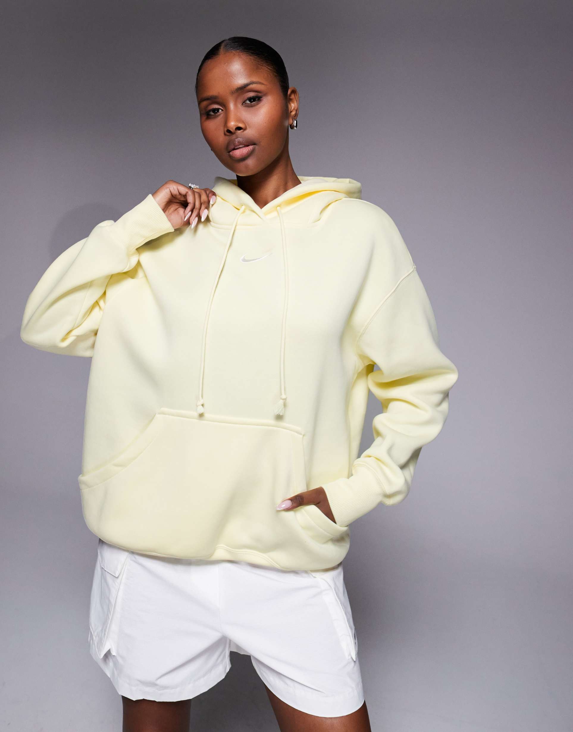 nike phoenix fleece oversized hoodie in yellow
