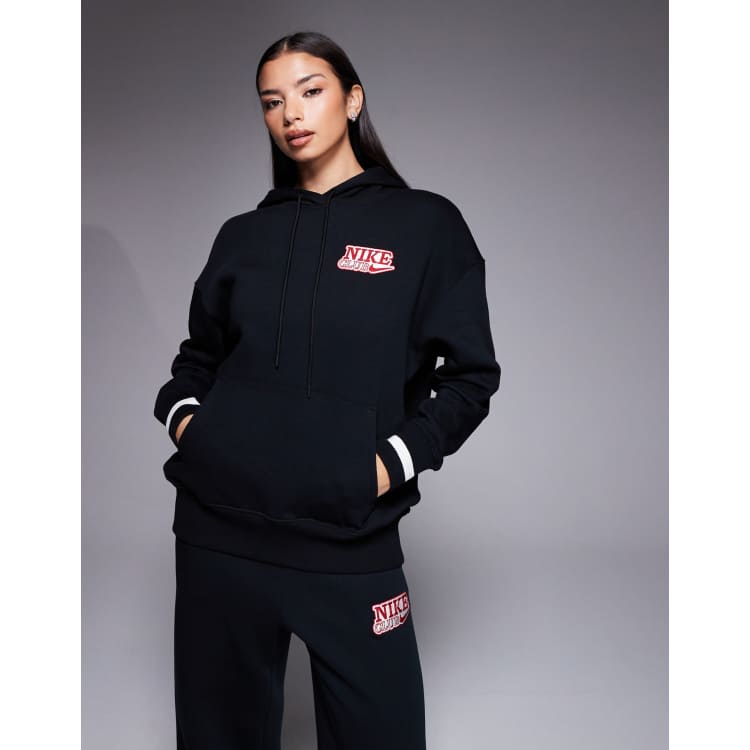 Nike Phoenix Fleece oversized hoodie with back graphic in black | ASOS