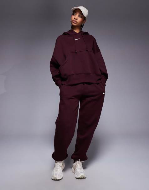 Nike Phoenix Fleece oversized joggers in burgundy - view 1