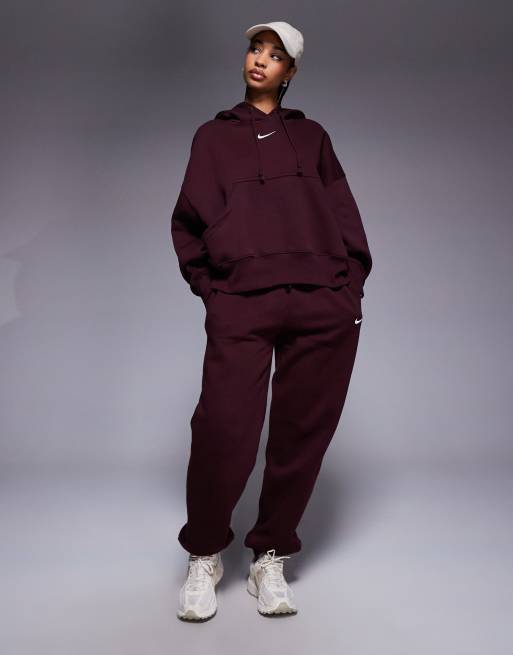 Nike Phoenix Fleece oversized joggers in burgundy