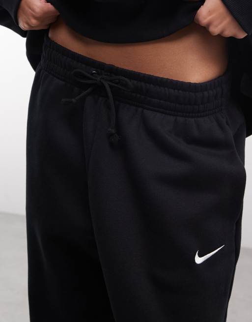 Nike - Phoenix - Fleece oversized joggingbroek met hoge taille en boorden in zwart, 2 van 5