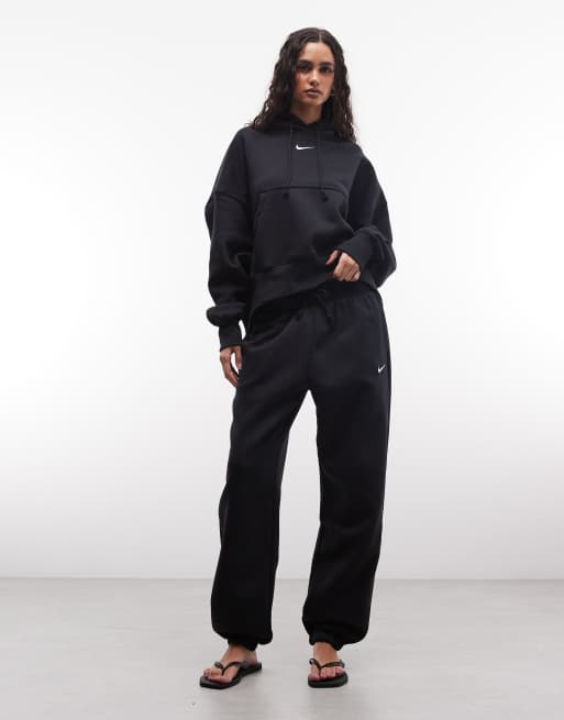 Nike - Phoenix - Fleece oversized joggingbroek met hoge taille en boorden in zwart, 5 van 5