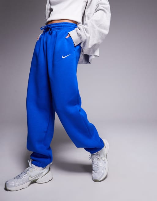Nike - Phoenix Fleece - Oversized kongeblå joggingbukser med høj talje og tætsiddende buksekanter , 5 af 5