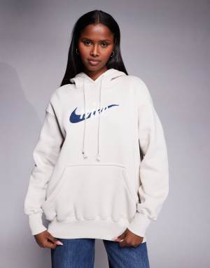 Nike Phoenix Fleece oversized logo hoodie in off white