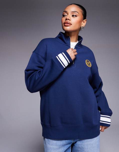 Nike Phoenix Fleece oversized quarter zip sweatshirt in navy - view 1