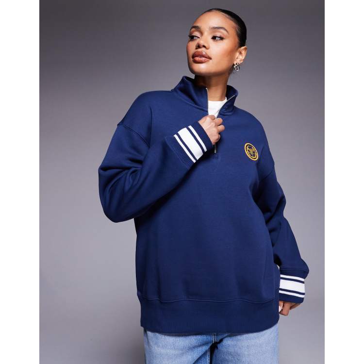 Nike Phoenix Fleece oversized quarter zip sweatshirt in navy | ASOS