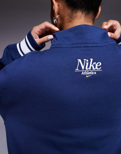 Nike Phoenix Fleece oversized quarter zip sweatshirt in navy | ASOS