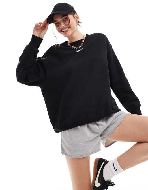 Nike Phoenix Fleece oversized sweatshirt in black 