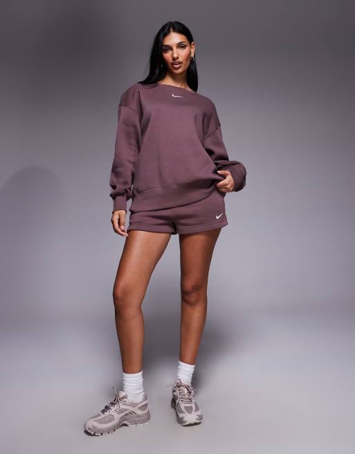 Nike Phoenix Fleece oversized sweatshirt in dark purple, 2 of 4