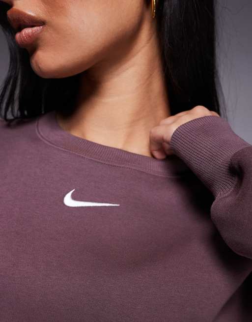 Nike Phoenix Fleece oversized sweatshirt in dark purple, 4 of 4