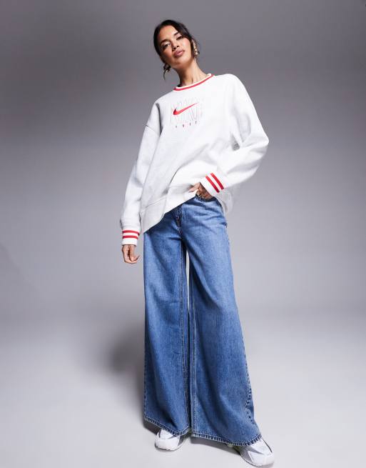 Nike Phoenix Fleece oversized sweatshirt in gray and red