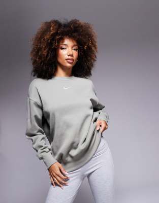 Nike Phoenix Fleece Oversized Sweatshirts In Khaki-green
