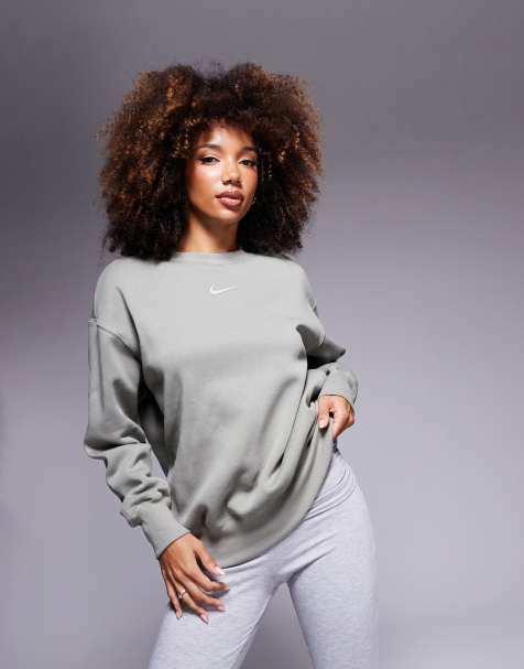 Nike Phoenix Fleece oversized sweatshirts in khaki - view 1