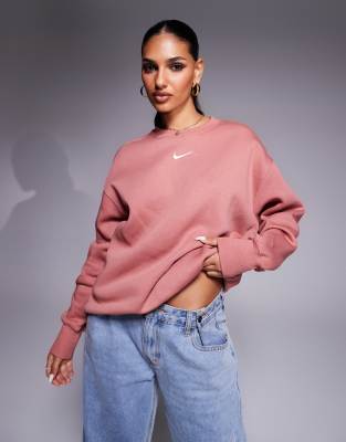 Nike Phoenix Fleece Oversized Sweatshirts In Pink