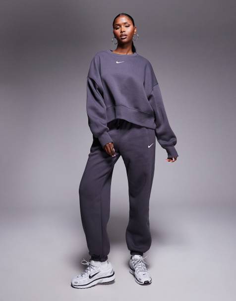Nike - Phoenix Fleece - Pantalon de jogging oversize à chevilles resserrées et taille haute - Gris foncé - view 1