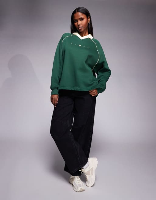 Nike - Phoenix Fleece - Polo oversize - Vert, 3 de 4