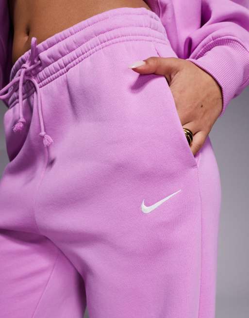 Nike – Phoenix Fleece – Różowe joggersy z szerokimi nogawkami i wysokim stanem, 3 z 5