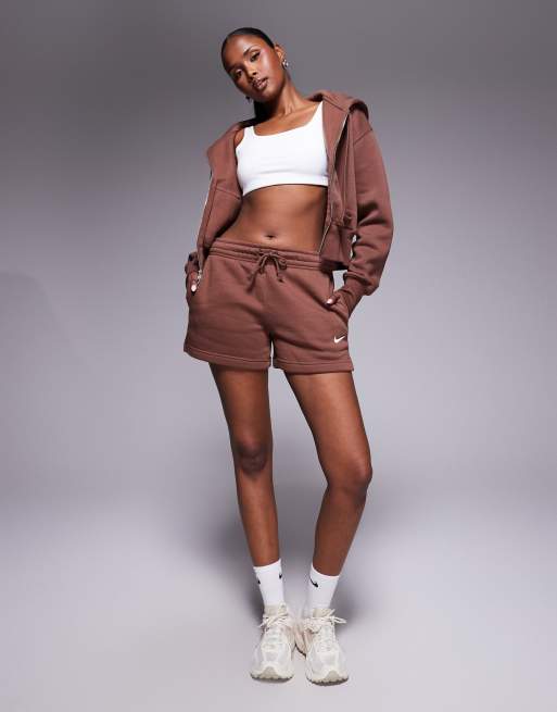Nike Phoenix Fleece shorts in brown, 4 of 5