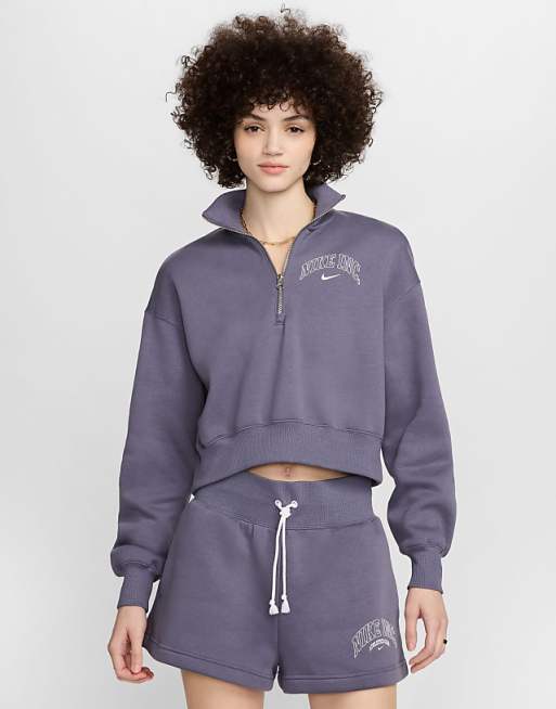 Nike Phoenix fleece sportswear logo cropped quarter zip in Nike Phoenix fleece sportswear logo cropped quarter zip in