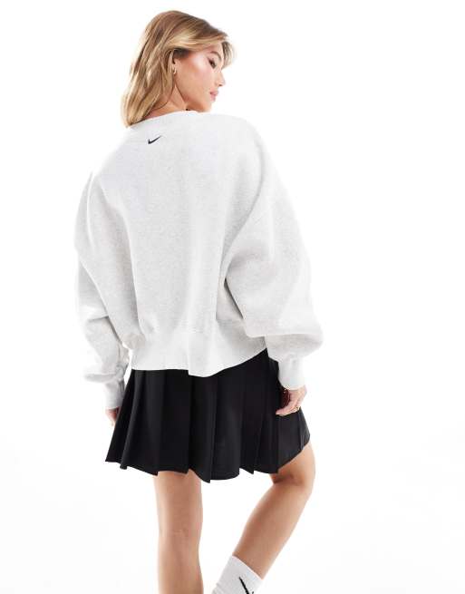 Nike Phoenix fleece sportswear logo over-oversized sweatshirt in gray, 3 of 4