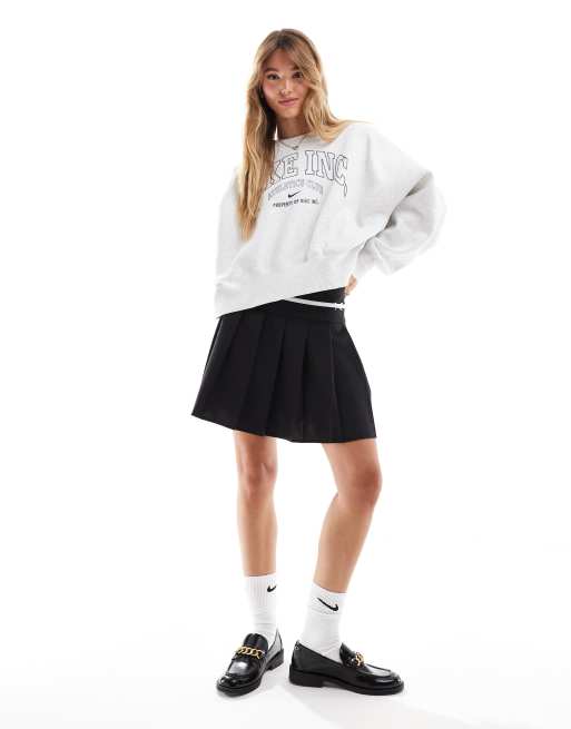 NIKE / ナイキ PHOENIX NIKE LOGO CREW NECK SWEAT GRAY Nike Phoenix fleece sportswear logo over-oversized