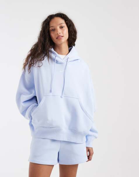 Nike – Phoenix Fleece – Super-Oversize-Kapuzenpullover in Hellblau - view 1