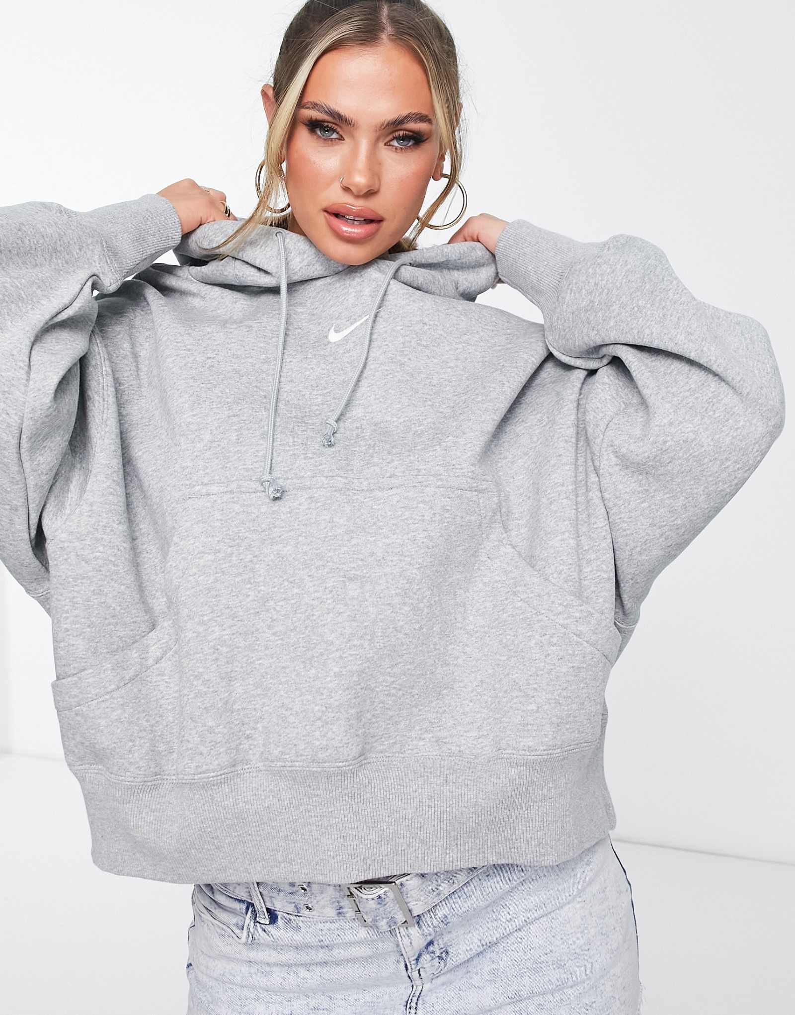 Флисовая толстовка Nike Phoenix super oversize серого цвета