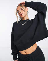 Nike Phoenix Fleece cropped quarter zip sweatshirt in black