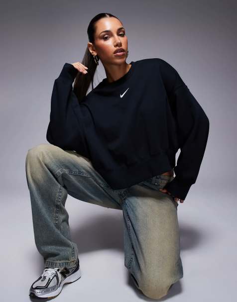 Nike Phoenix Fleece over-oversized sweatshirt in black
