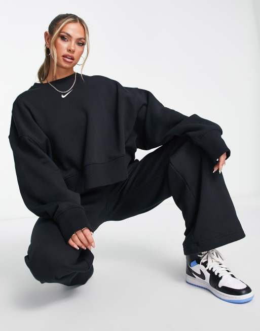 Nike Phoenix Fleece oversized sweatshirt in black