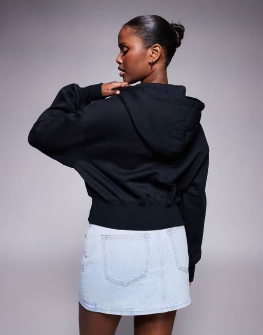 Nike – Phoenix Fleece – Svart huvtröja i kort design med dragkedja, 3 av 4