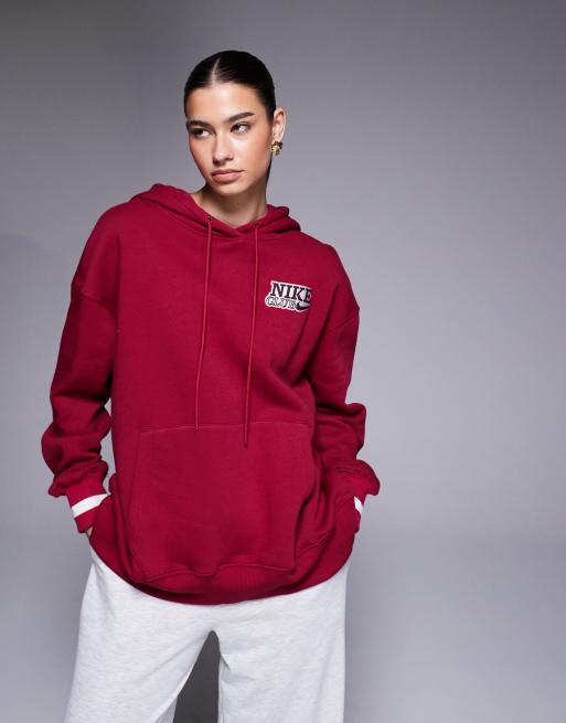 Nike - Phoenix Fleece - Sweat à capuche oversize à imprimé au dos - Rouge, 2 de 4