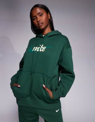 Nike - Phoenix Fleece - Sweat à capuche oversize à logo - Vert
